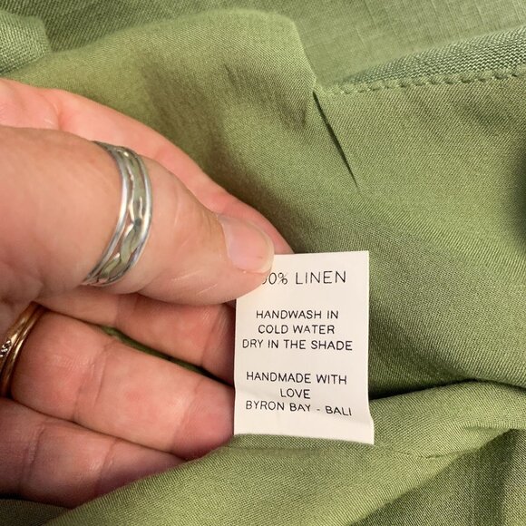 Free The Label Green Linen Crop Top & Wide-Leg Pants Set, Size Medium - Picture 8 of 8
